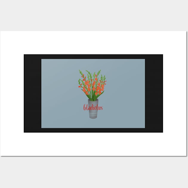 Bucket of Gladiolus in orange hues Wall Art by Peleegirl